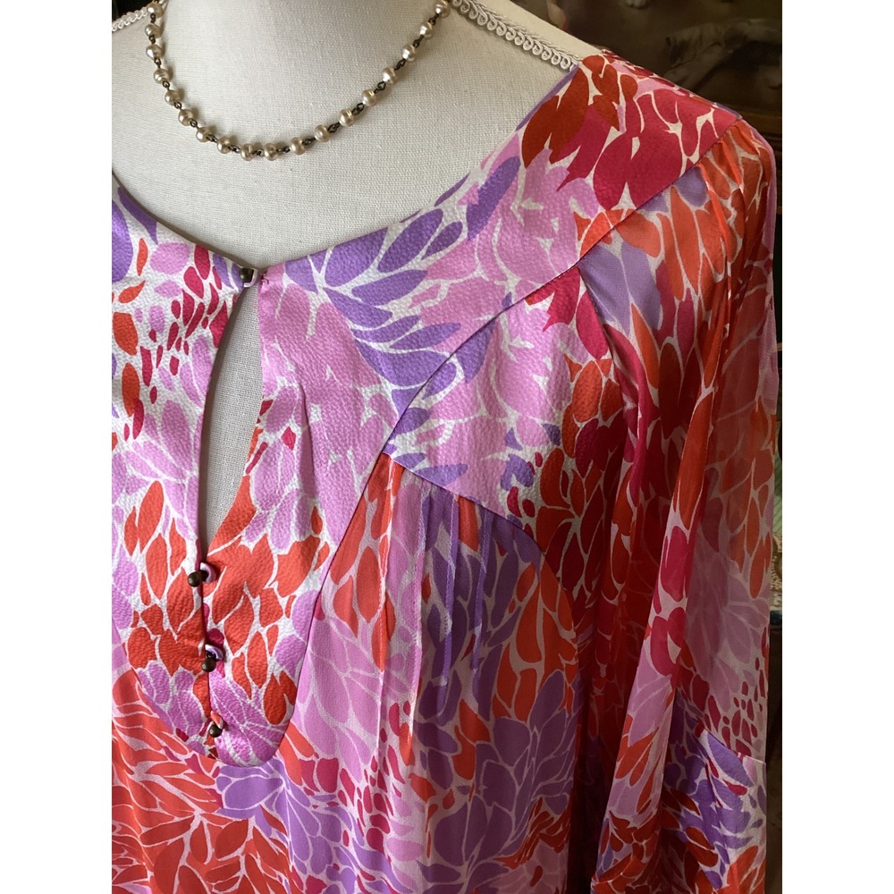 Diane von Furstenberg DVF For Neiman Marcus Silk Shift Dress Abstract Leaf‎ SZ 6 - Picture 3 of 6